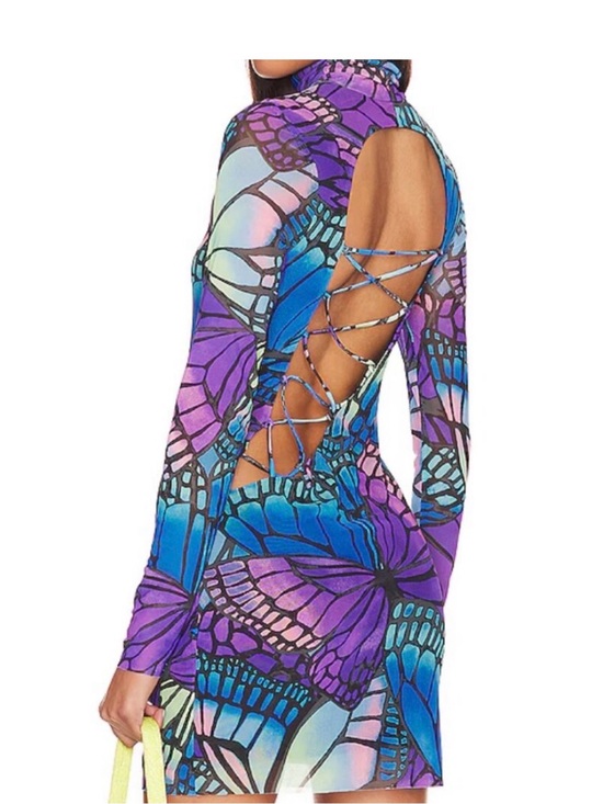 AFRM Dresses & Skirts - Afrm dress Justine  lace up mini electric butterfly